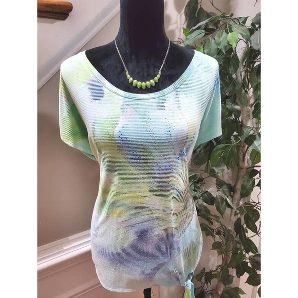 Zenergy Women's Multicolor Polyester Scoop Neck Short Sleeve Pullover Shirt 2 L - Picture 11 of 11